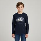 Boys Navy Blue Truck Long Sleeve Top, 2, hi-res