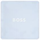 Baby Boys White & Blue Striped Logo Blanket , 3, hi-res