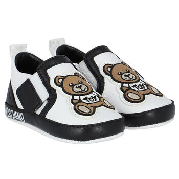 White & Black Teddy Bear Pre Walker Shoes