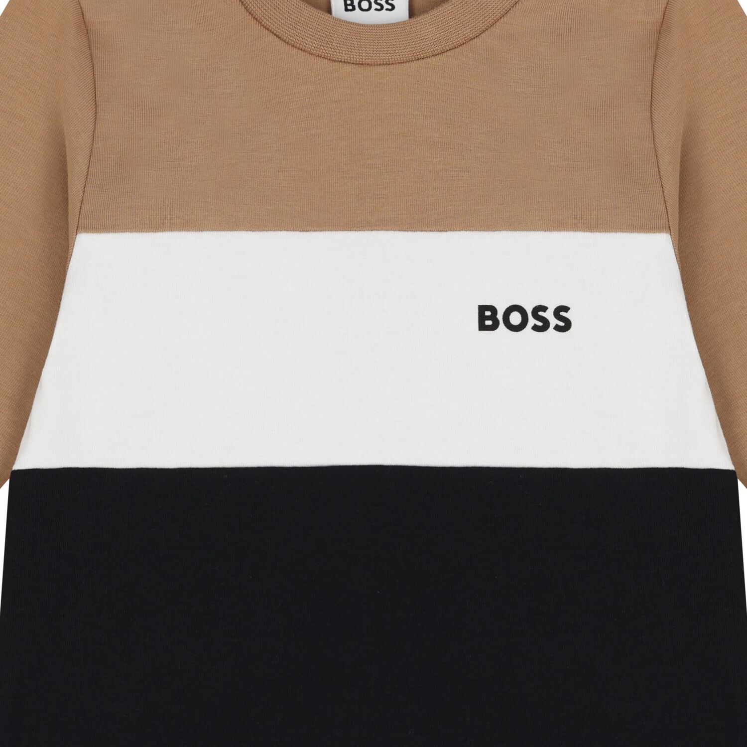 طقم بدله رياضيه بالشعار للاولاد باللون البيج , 1, hi-res