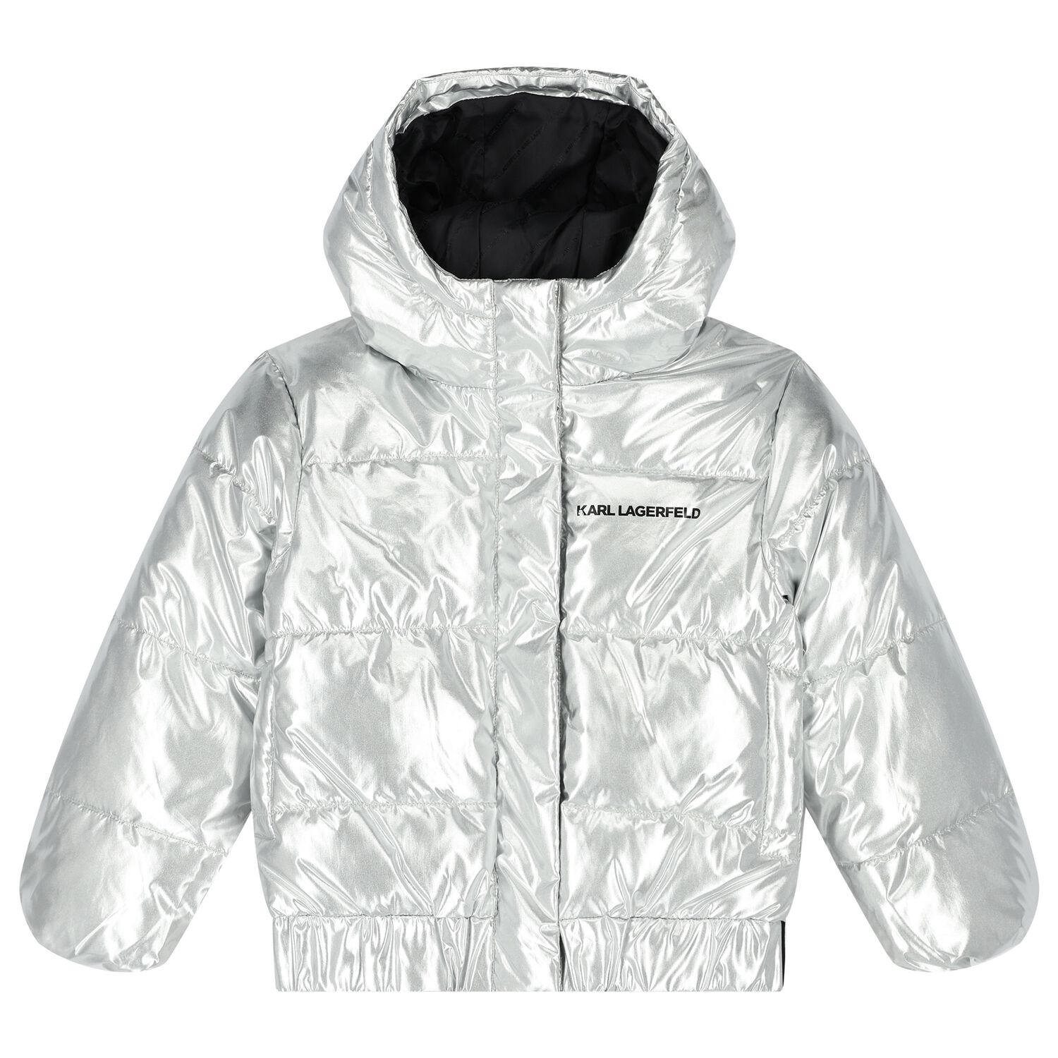 Girls Silver Logo Puffer Jacket, 1, hi-res image number null
