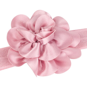 Younger Girls Pink Flower Headband & Bow Hair Clip Set