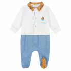 Baby Boys White & Blue Geo Map Babygrow, 1, hi-res