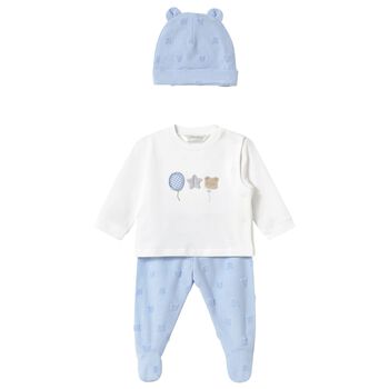 Baby Boys White & Blue Trousers Set