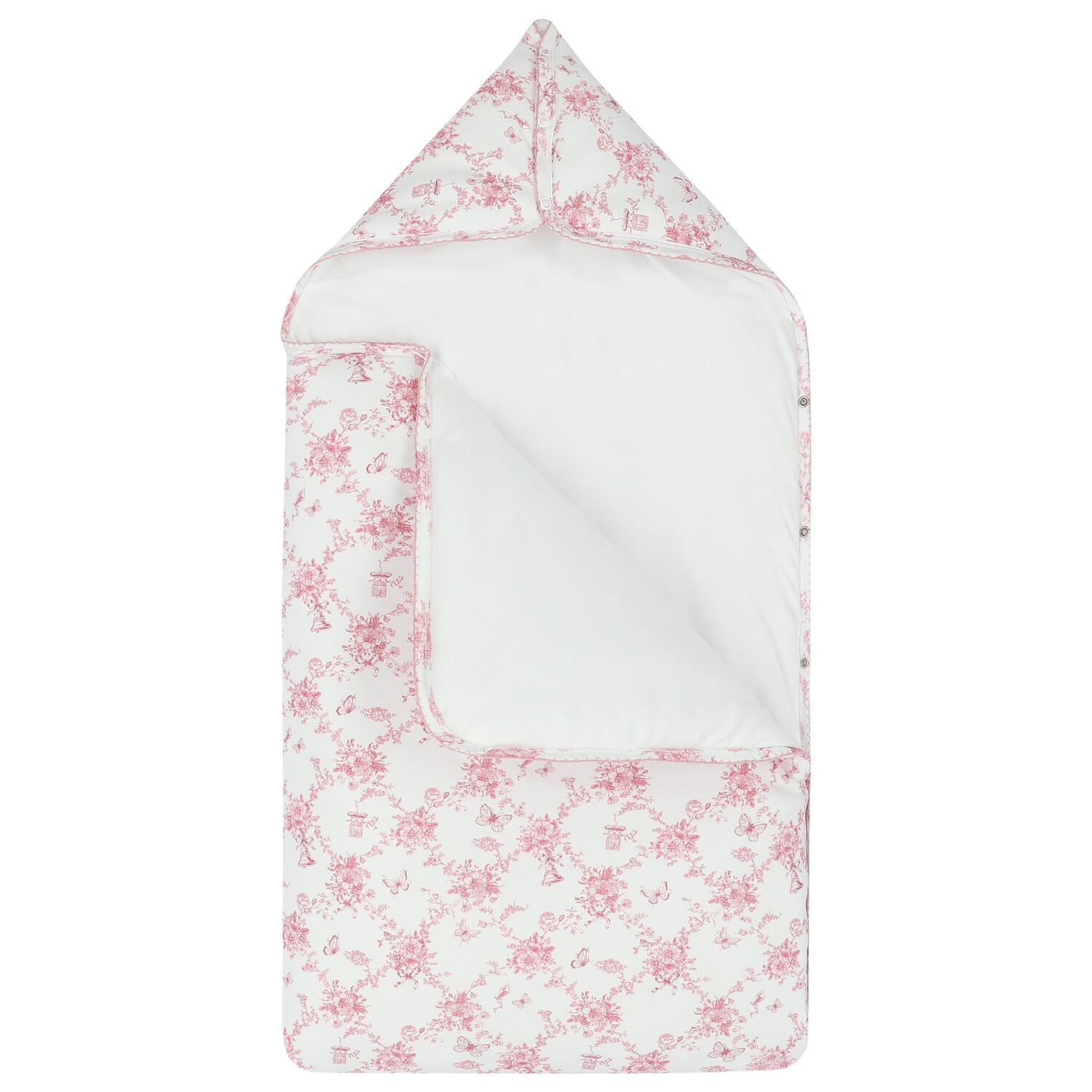 Baby Girls White & Pink Floral & Butterflies Nest, 1, hi-res