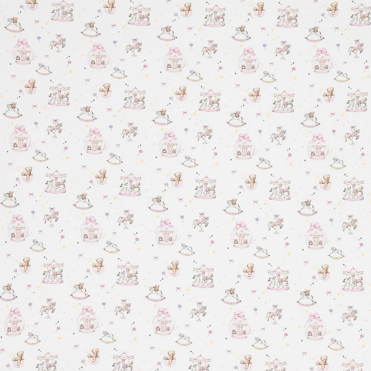 Baby Girls White & Pink Carousel Blanket, 1, hi-res