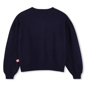 Girls Navy Blue Sequin Knitted Cardigan