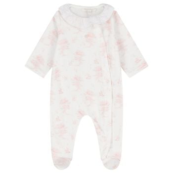 Baby Girls Ivory & Pink Teddy Bear Babygrow