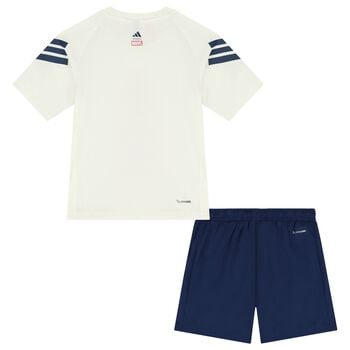 Boys Ivory & Navy Blue Marvel Shorts Set