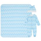 Baby Boys Blue Zig Zag Babygrow Gift Set  , 4, hi-res