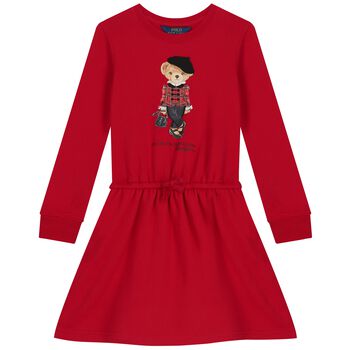 Girls Red Polo Bear Dress