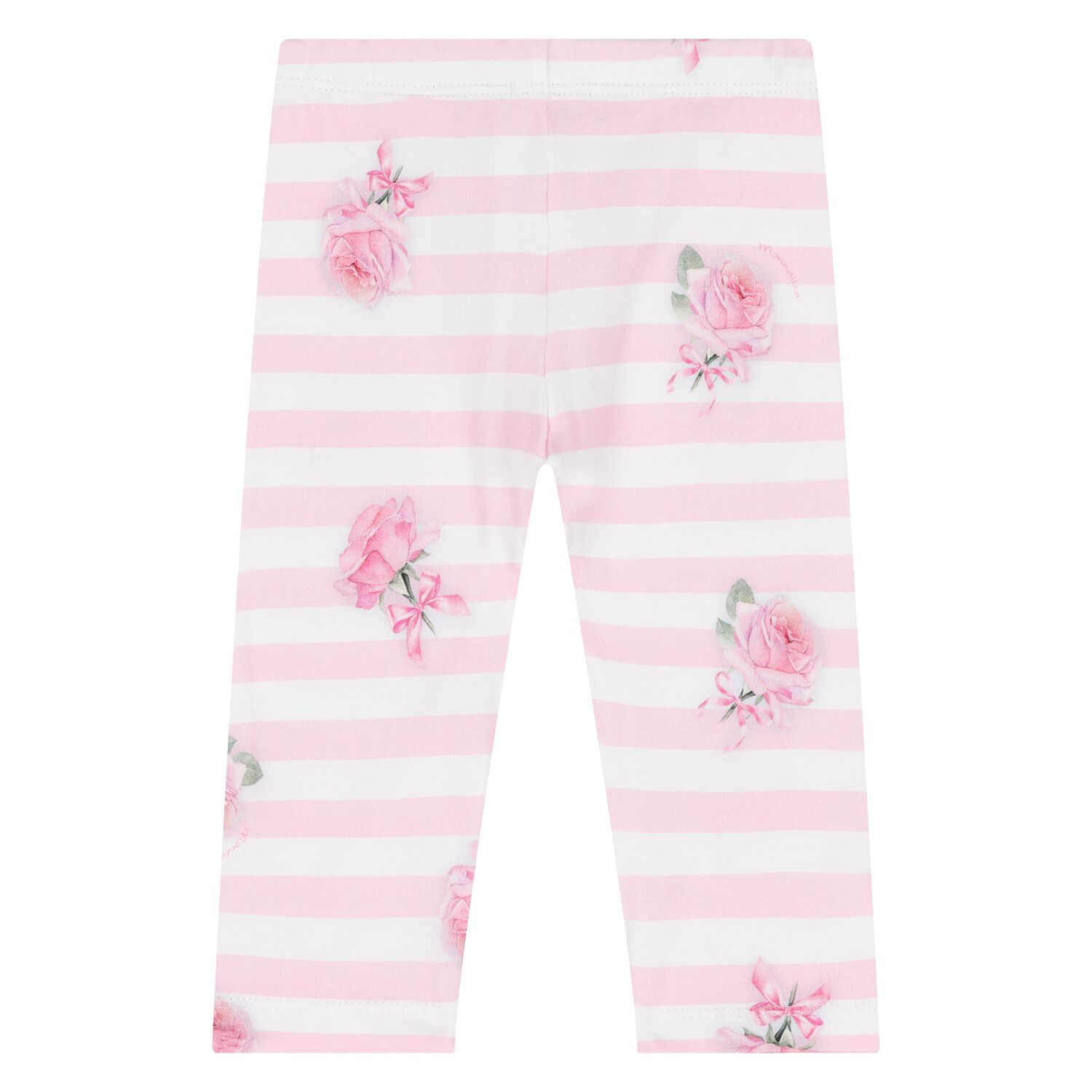 Younger Girls White & Pink Striped Leggings, 1, hi-res image number null
