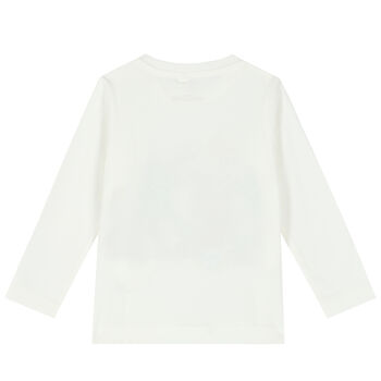 Younger Boys Ivory Graphic Long Sleeve Top