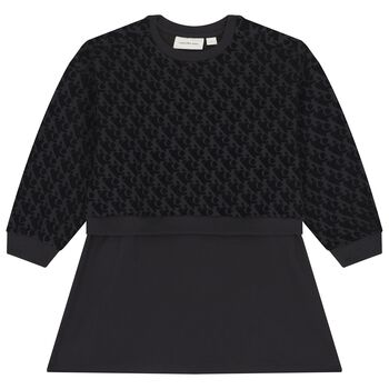 Girls Black Logo Dress