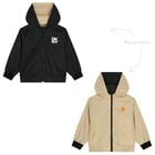 Boys Black & Beige Reversible Hooded Zip Up Top, 1, hi-res