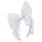 Girls White & Gold Glitter Tulle Bow Headband, 3, hi-res