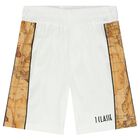 Boys White Logo Shorts, 1, hi-res