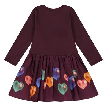 Younger Girls Purple Hearts Dress