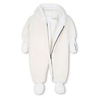 White Sherpa Fleece Baby Pramsuit, 1, hi-res