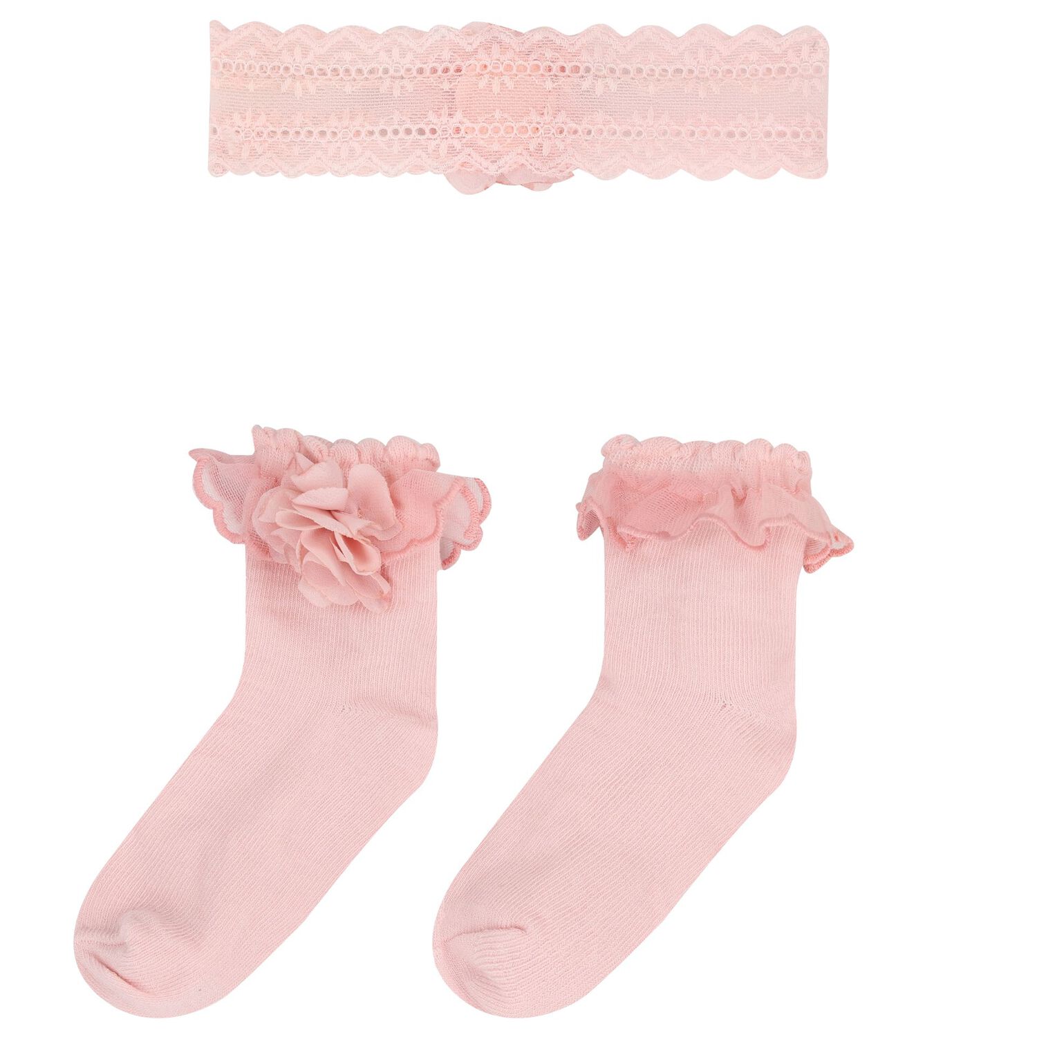 Baby Girls Pink Headband & Socks Set, 3, hi-res image number null