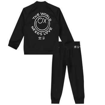 Boys Black Graphic Collab Tracksuit