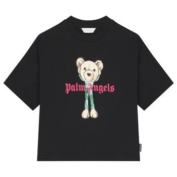 Boys Black Teddy Bear Logo T-Shirt