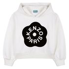 Girls White Boke Flower Logo Hooded Top, 1, hi-res
