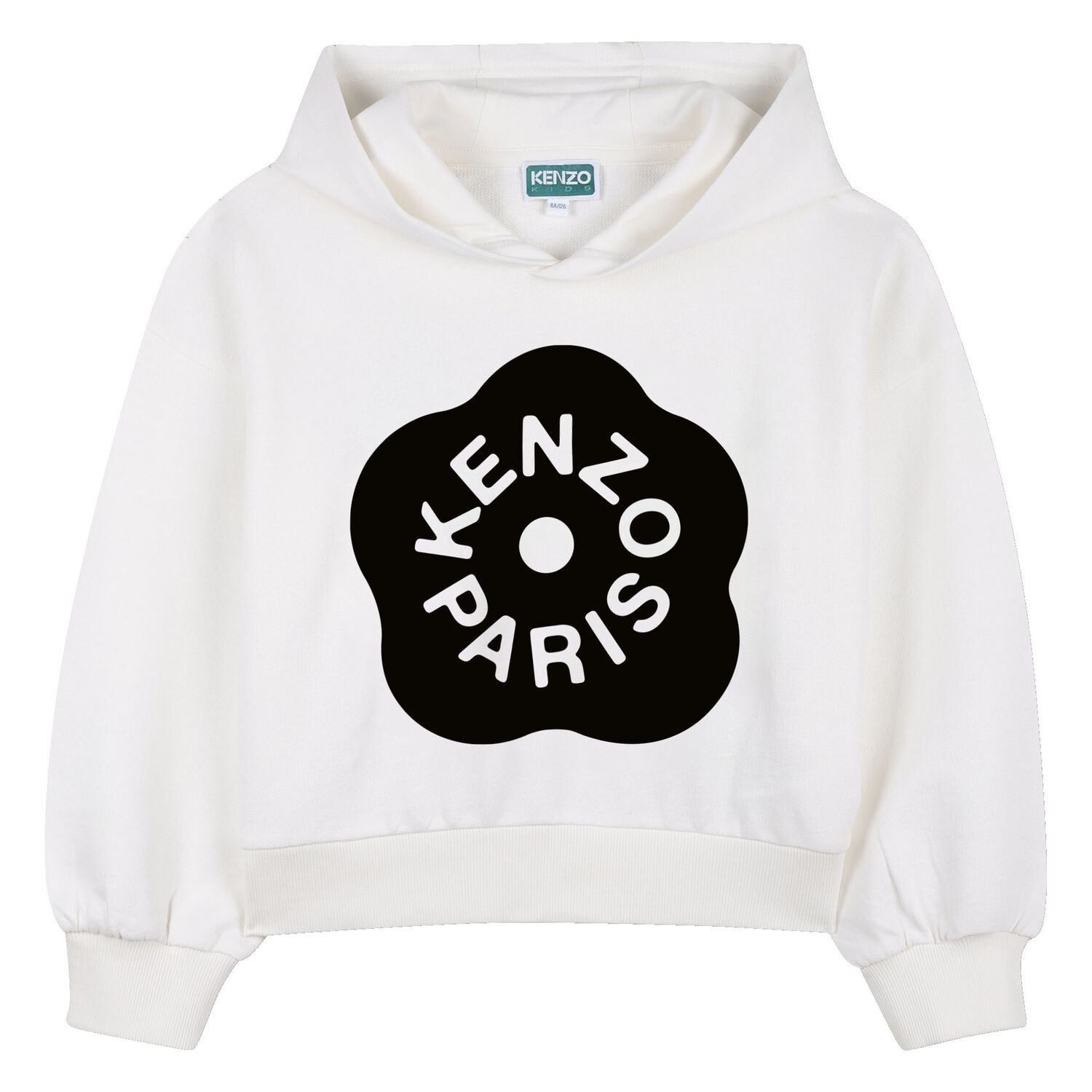 Girls White Boke Flower Logo Hooded Top, 1, hi-res