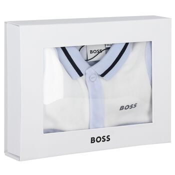 Baby Boys Blue & White Logo Babygrow