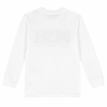 Boys White Logo Long Sleeve Top