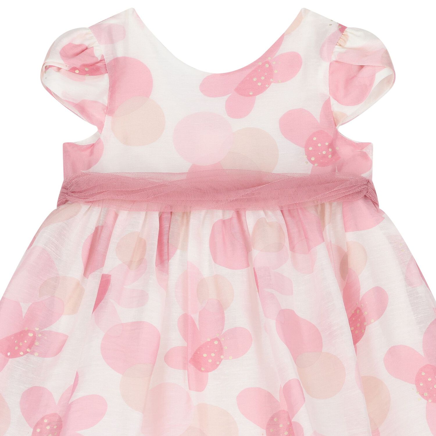 Baby Girls Ivory & Pink Floral Organza Dress, 1, hi-res