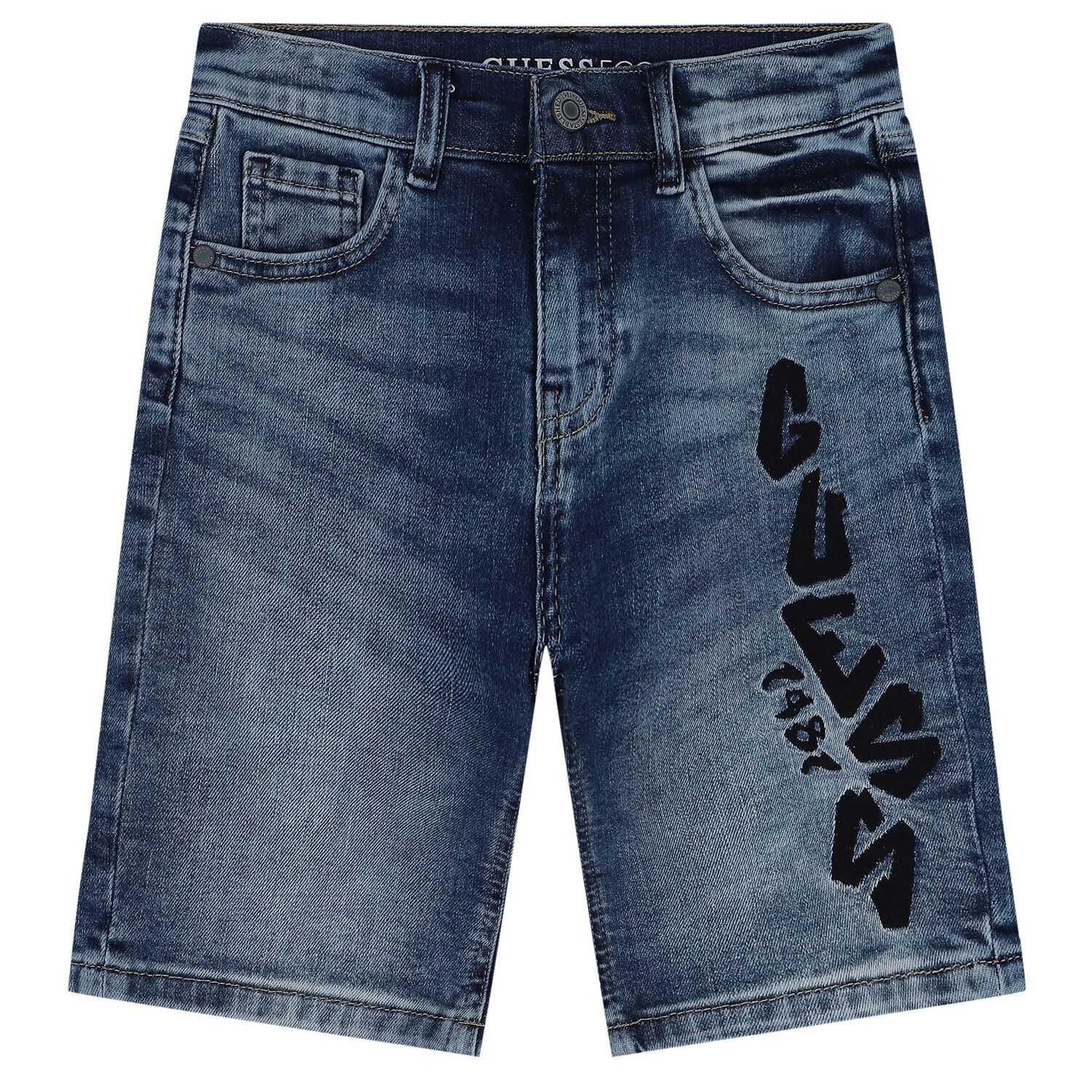Blue Denim Logo Shorts, 1, hi-res image number null