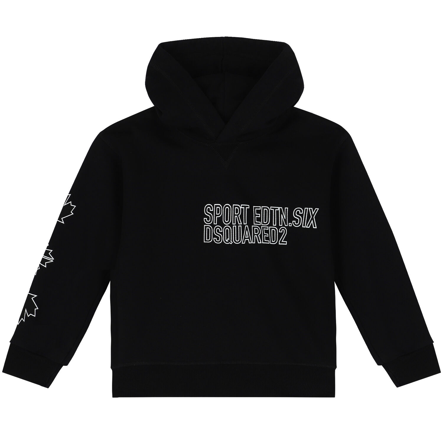 Black Maple Leaf print Logo Hooded Top, 1, hi-res image number null