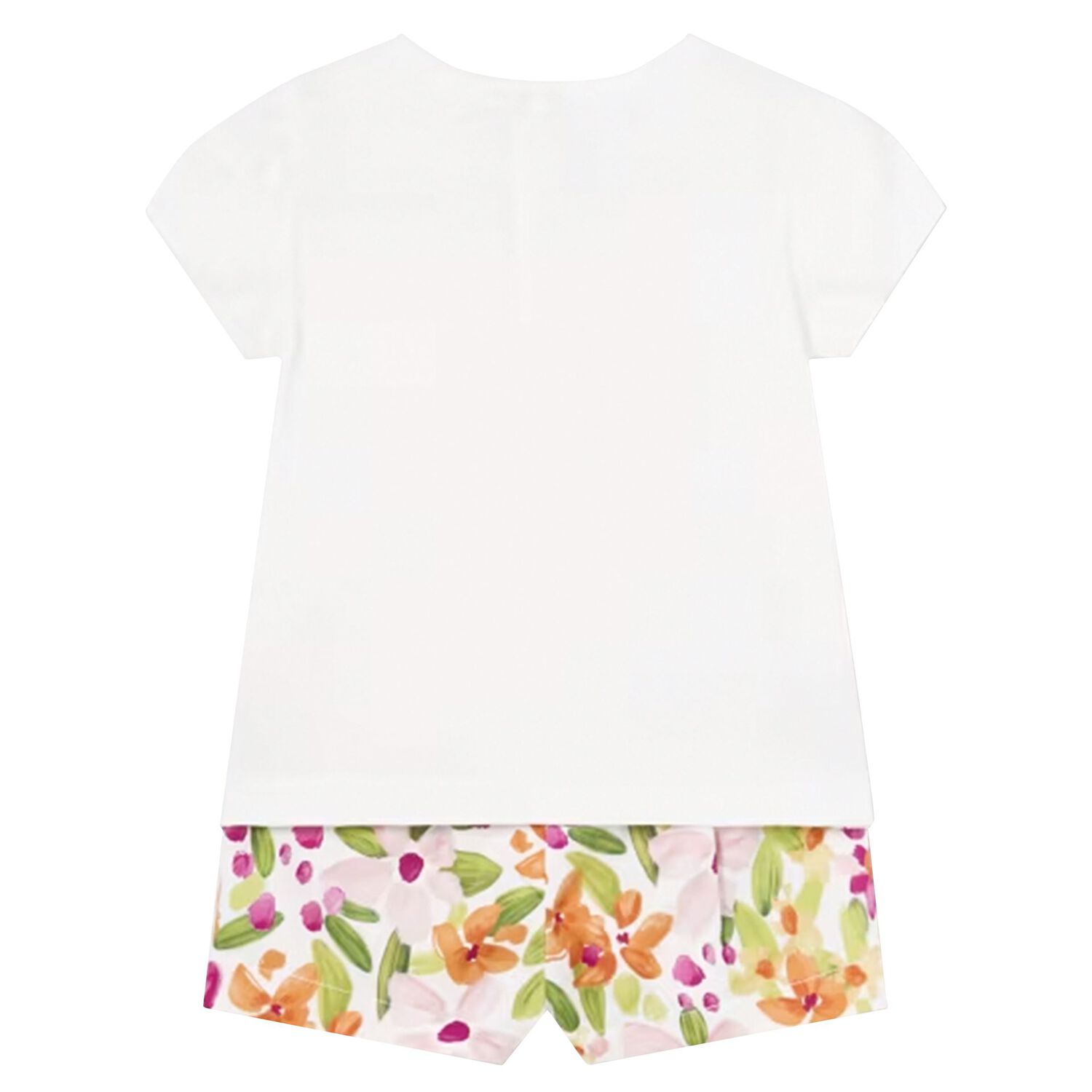 Younger Girls White Floral Shorts Set, 1, hi-res