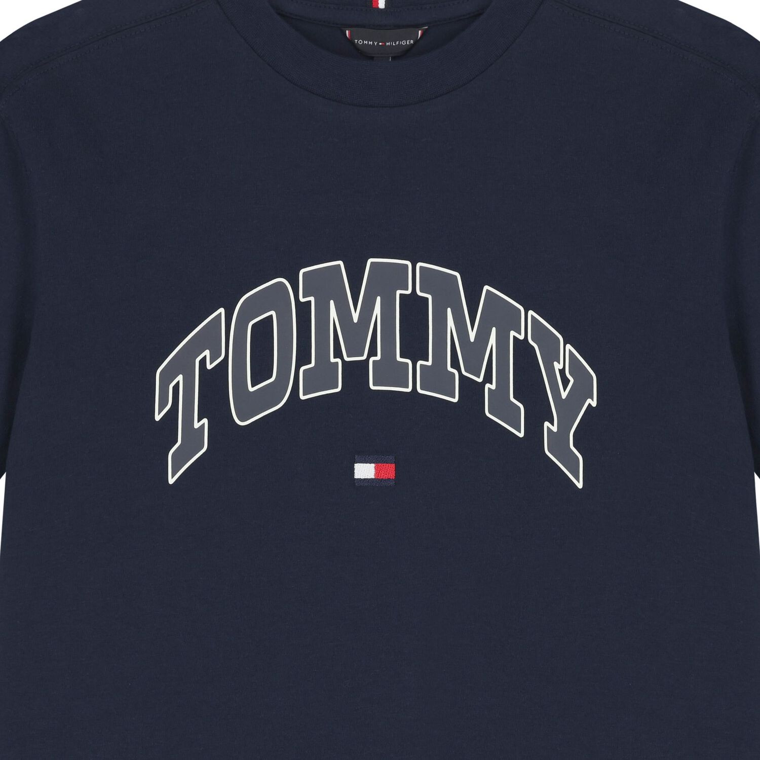 تي شيرت أزرق داكن بشعار للأولاد, 1, hi-res