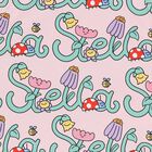 بدلة سباحة بالشعار وطبعة الزهور باللون الوردي للبنات, 1, hi-res