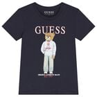 Boys Navy Blue Teddy Bear Logo T-Shirt, 5, hi-res