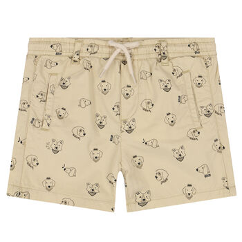 Younger Boys Beige Cotton Shorts