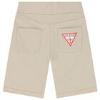 Boys Beige Logo Shorts Set, 1, hi-res