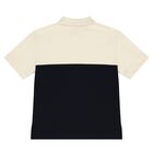 تيشيرت أولاد بولو بالشعار باللون العاجي والكحلي, 1, hi-res