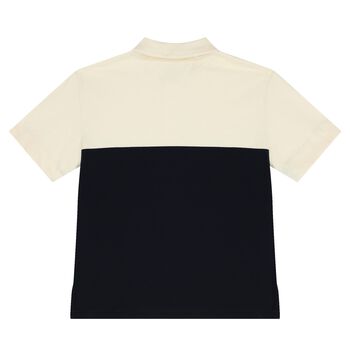 تيشيرت أولاد بولو بالشعار باللون العاجي والكحلي