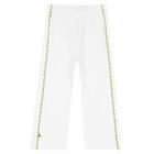 Girls White Logo Trousers, 1, hi-res