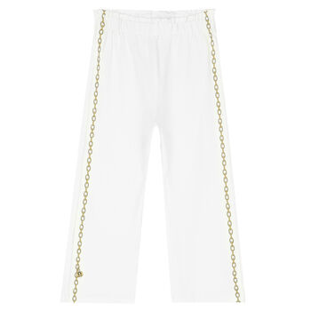 Girls White Logo Trousers