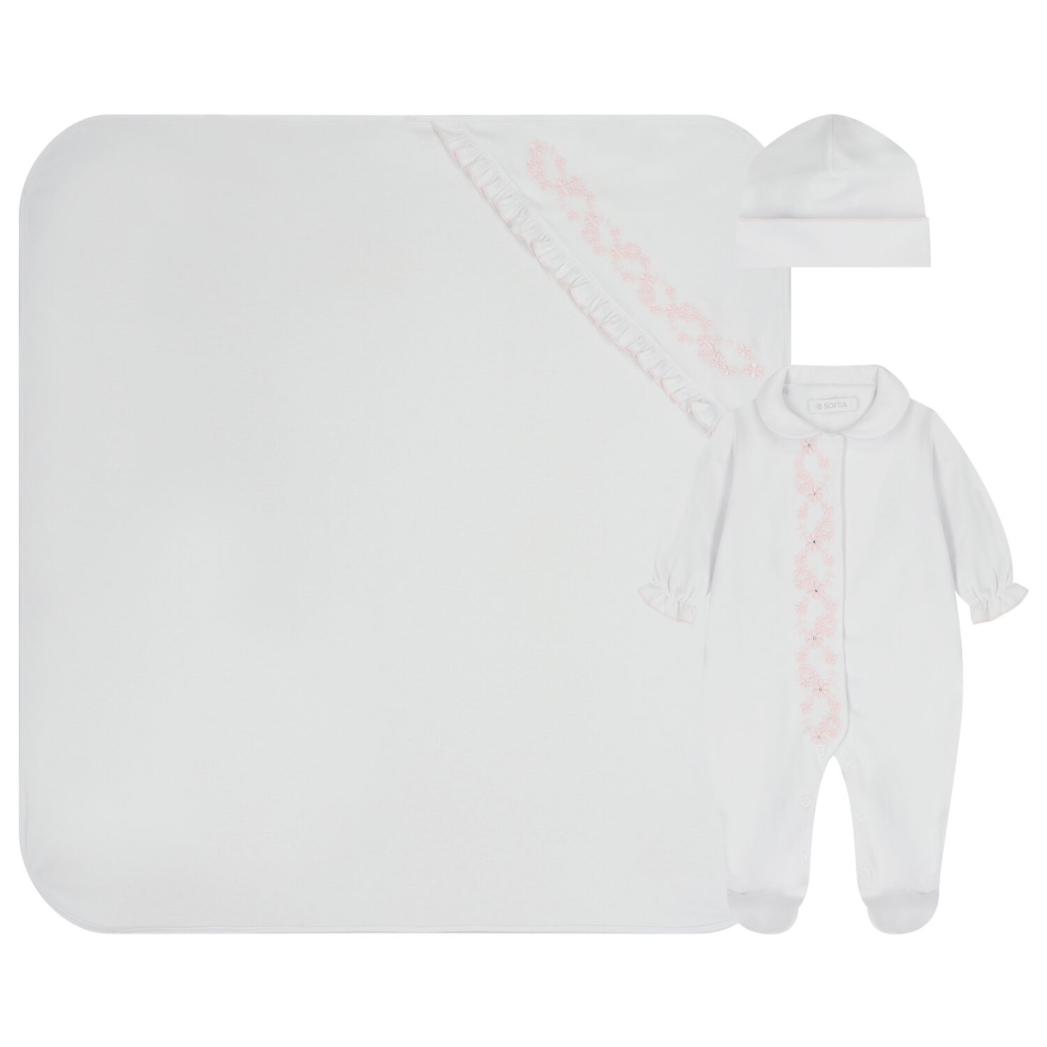 Baby Girls White & Pink Babygrow Gift Set, 1, hi-res