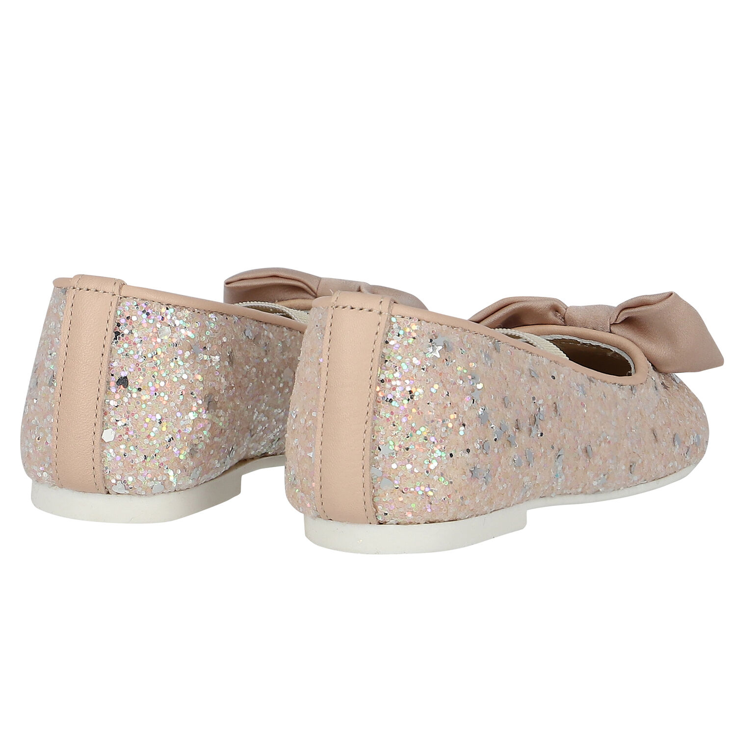Girls Beige Embellished Bow Shoes, 1, hi-res image number null