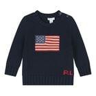 Baby Boys Navy Blue Flag Knitted Jumper, 1, hi-res