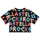 تيشيرت بنات بالشعار باللون الأسود, 1, hi-res