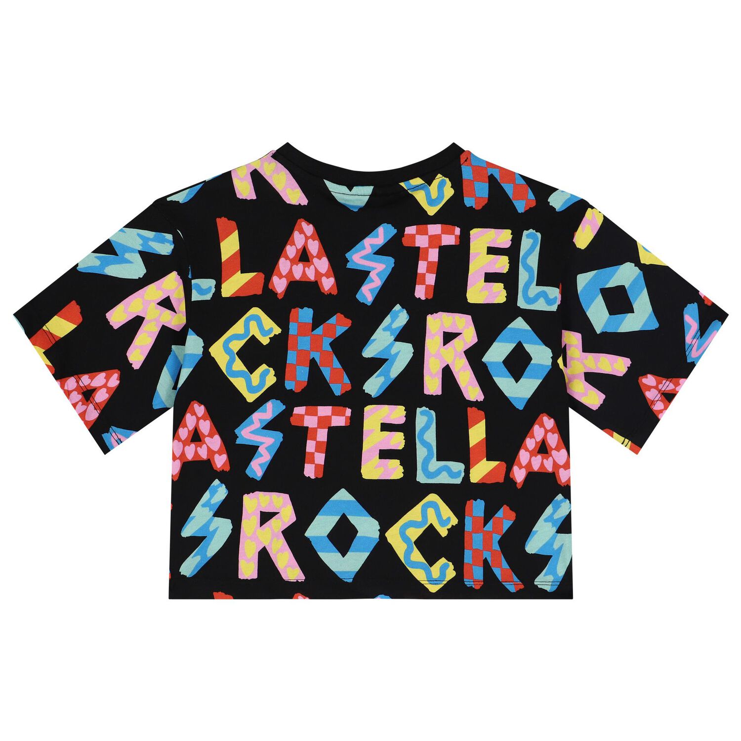 تيشيرت بنات بالشعار باللون الأسود, 1, hi-res image number null