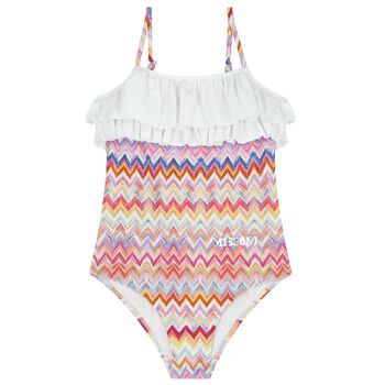 Girls Multi-Coloured Zig Zag Swimsuit