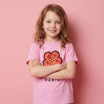 Younger Girls Pink Boke Flower T-Shirt